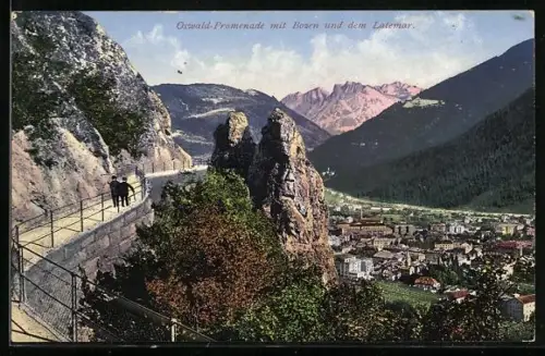 AK Bozen, Teilansicht mit Oswaldpromenade u. dem Latemar