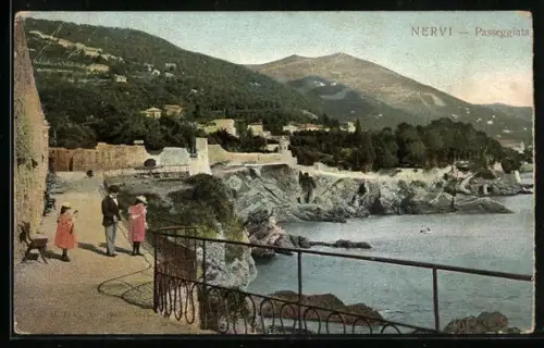AK Nervi, Ortsansicht mit Blick auf die See
