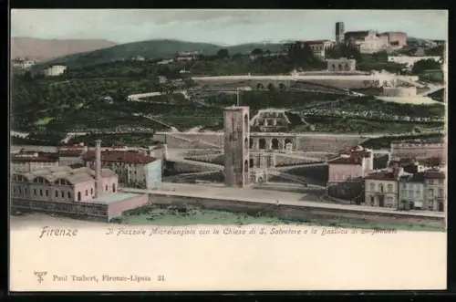 AK Firenze, Piazzale Michelangiolo con la Chiesa di S. Salvatore e la Basilica di S. Miniato