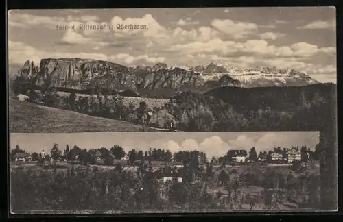 AK Oberbozen /Rittenbahn, Ortsansicht mit Bergpanorama