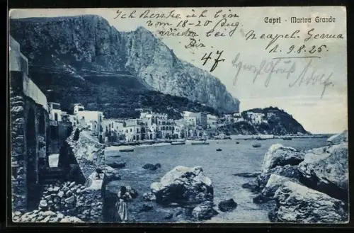 AK Capri, Marina Grande, Blick zum Hafen, Boote