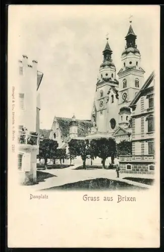 AK Brixen, Partie am Domplatz mit Blick zum Dom