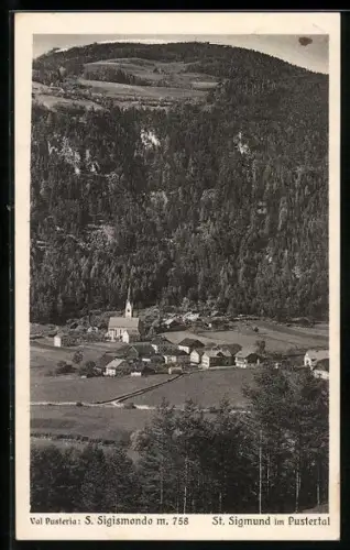 AK St. Sigmund im Pustertal, Ortsansicht vom Berghang aus