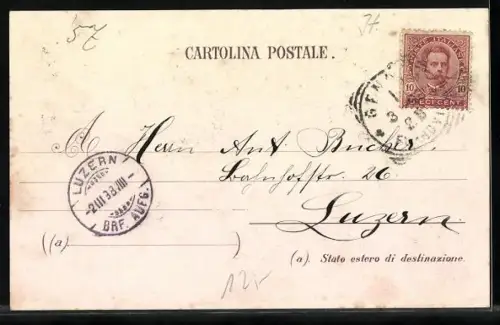 Lithographie Genua, Hotel Central, Pegli-Villa Pallavicini