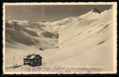 AK Tappenkarseehütte, Schneelandschaft mit Klingspitze