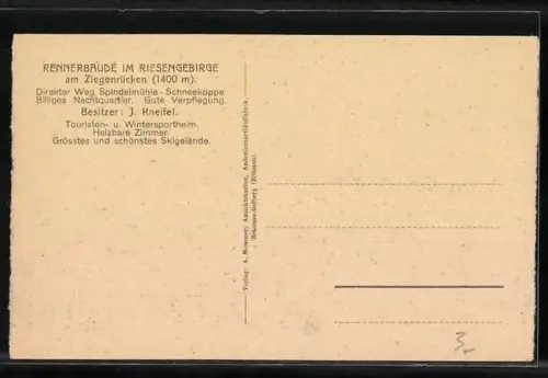 AK Rennerbaude am Ziegenrücken, Berghütte von J. Kneifel