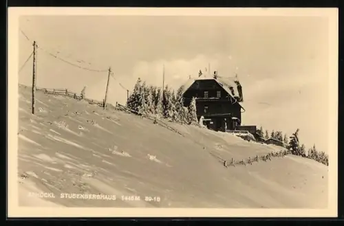 AK Stubenberghaus am Schöckel, Berghütte im Schnee