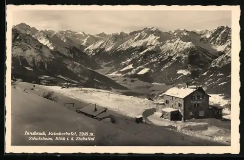 AK Schutzhaus auf dem Patscherkofel, Blick i. d. Stubaital