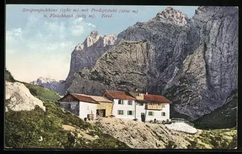 AK Stripsenjoch-Hütte mit Predigtstuhl und Fleischbank