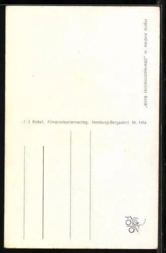 AK Schauspielerin Ingrid Andree in dem Film Oberwachtmeister Bork