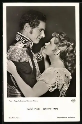 AK Schauspieler Rudolf Prack und Johanna Matz im Kostüm beim Tanzen