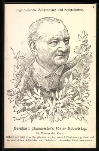 AK Schauspieler Bernhard Baumeister`s 80ster Geburtstag, Veteran der Kunst