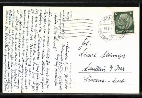 AK München, Feldherrnhalle, Ehrentempel für die Geafllenen d. 9. Nov. 1923 & Haus der Deutschen Kunst