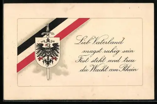 AK Patriotischer Spruch, Reichsadler, Schwert