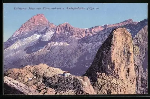 AK Riemannshaus im Steinernen Meer mit Schönfeldspitze