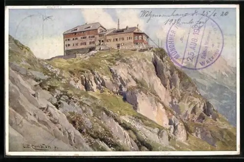 Künstler-AK Edward Theodore Compton: Watzmannhaus von unten gesehen