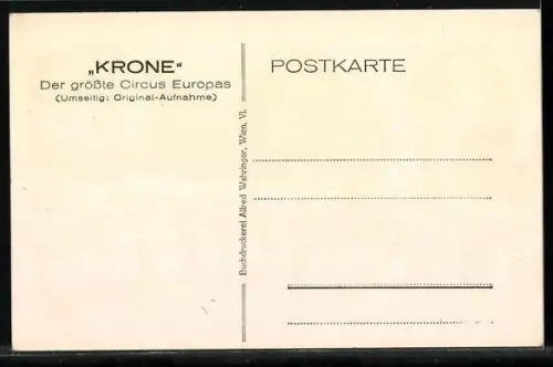 AK Circus Krone, Portraits vom Direktor Carl Krone und seiner Frau Ida, Elefantenshow