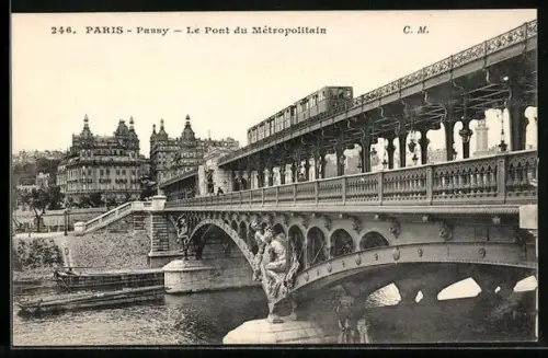 AK Paris-Passy, Le Pont du Métropolitain, U-Bahn