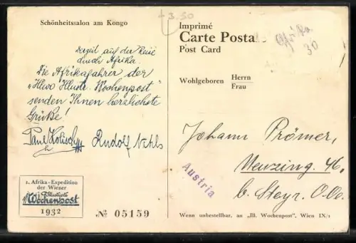 AK Frauen in einem Schönheitssalon am Kongo