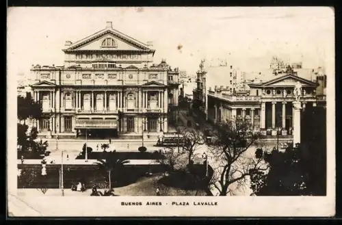 AK Buenos Aires, Plaza Lavalle, Strassenbahn