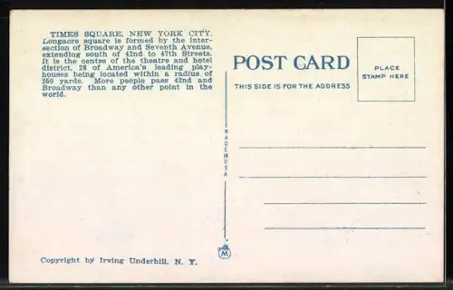 AK New York, Times Square mit Strassenbahn