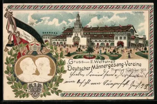 Lithographie Frankfurt am Main, II. Wettstreit Deutscher Männergesangvereine 1903, Festhallle