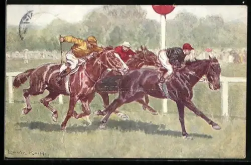 Künstler-AK Ludwig Koch: Reiter beim Galopprennen