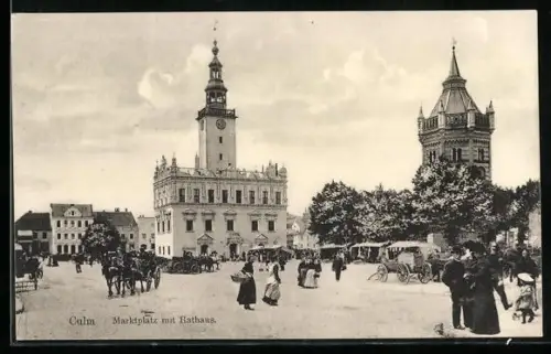 AK Culm, Marktplatz mit Rathaus