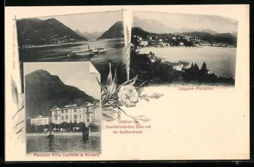 AK Lugano-Paradiso, Pension Villa Carmen & Riviera, Panorama
