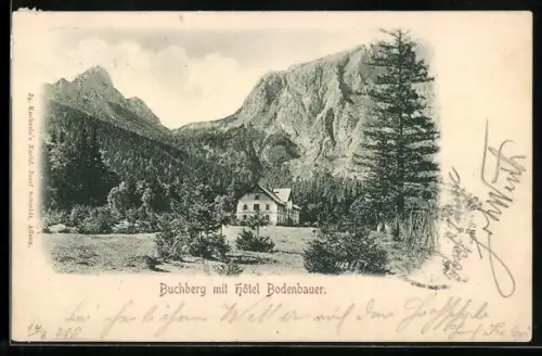 AK Thörl / Steiermark, Hotel Bodenbauer mit Berglandschaft