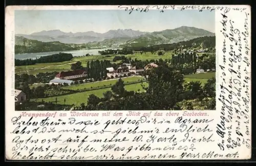 AK Krumpendorf am Wörthersee, Ort mit Blick auf das obere Seebecken