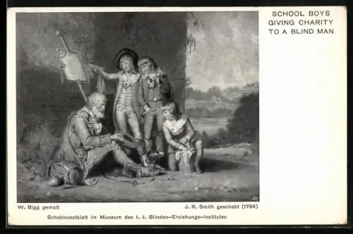 AK School Boys giving Charity to a Blind Man, Blind