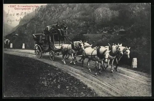 AK Schweizerische Gebirgspost, Postkutsche