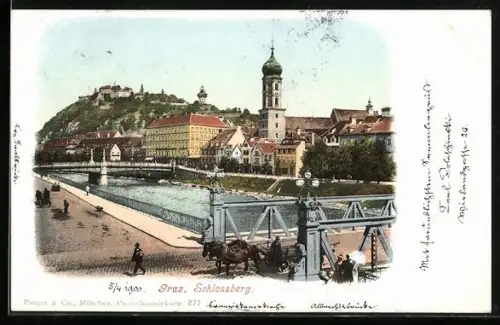 AK Graz, Teilansicht mit Blick zum Schlossberg