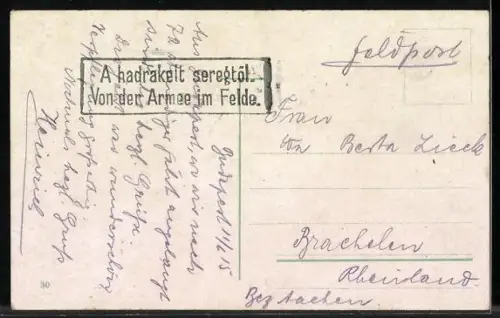 AK Budapest, Theresien-Ringstrasse mit Strassenbahnen