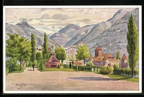 Künstler-AK Bozen, König Laurin-Denkmal