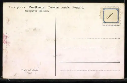 Künstler-AK Trafoi, Teilansicht mit Ortler