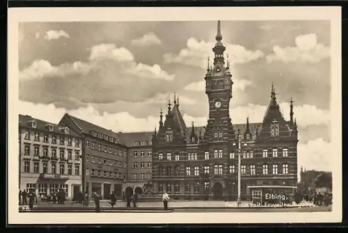 AK Elbing, Rathaus mit Erweiterungsgebäude