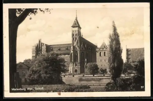 AK Marienburg / Malbork, Blick auf das Schloss