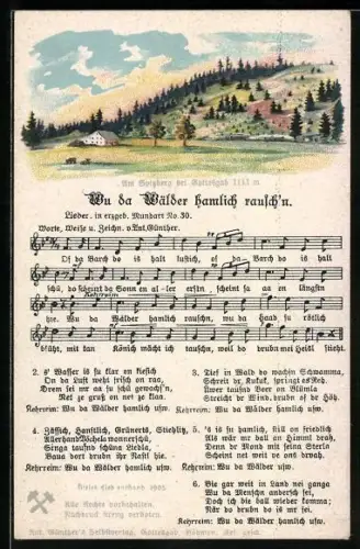 Lied-AK Anton Günther Nr. 30: Wu da Wälder hamlich rausch`n, Blick zum Spitzberg