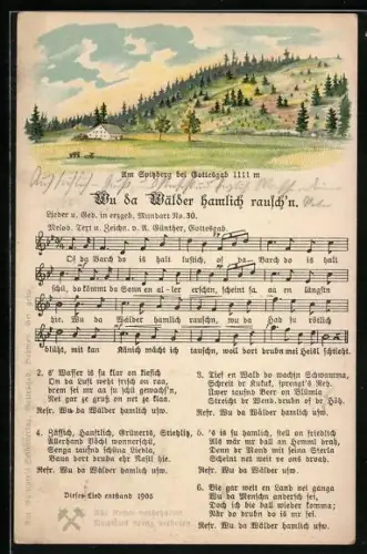 Lied-AK Anton Günther Nr. 30: Gottesgab, Am Spitzberg, Wu da Wälder hamlich rausch`n