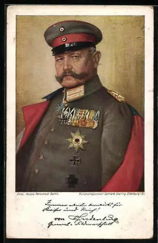 AK Portrait Generalfeldmarschall Paul von Hindenburg in Uniform