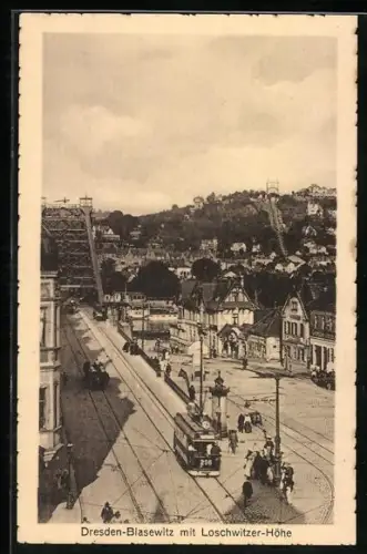 AK Dresden-Blasewitz, Loschwitzer Höhe mit Strassenbahn