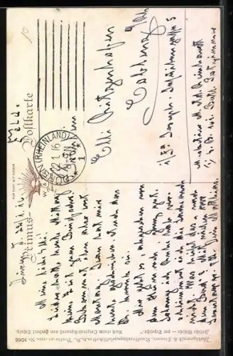 Künstler-AK H.S.B.: Frische Wäsche-per Depesche, Soldat trocknet Socken auf der Stromleitung