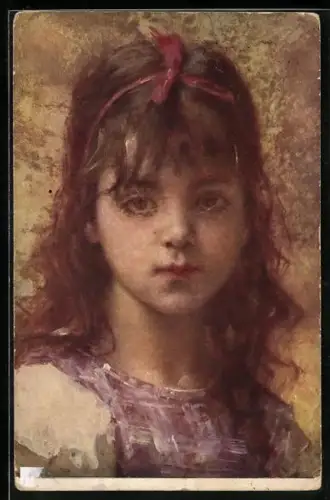 Künstler-AK sign. A. Kharlamow: Studienkopf, Mädchen mit Haarband im Portrait
