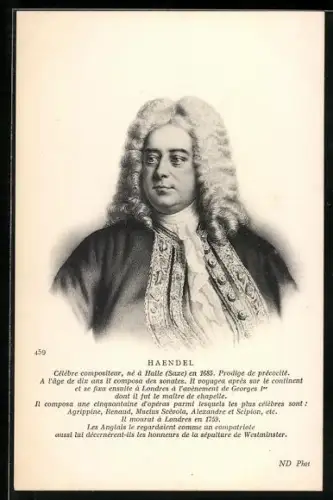 AK Portrait Händel, Komponist, geb. 1685