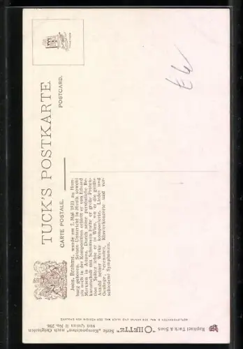 Künstler-AK Portrait des Komponisten Johs. Brahms