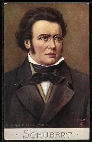 Künstler-AK Portrait des Komponisten Franz Schubert