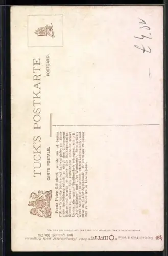 Künstler-AK Portrait des Komponisten Franz Schubert