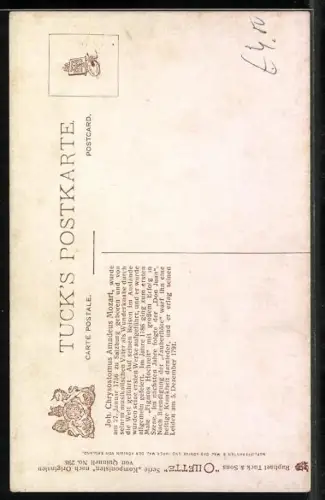 Künstler-AK Portrait W. A. Mozart als junger Mann